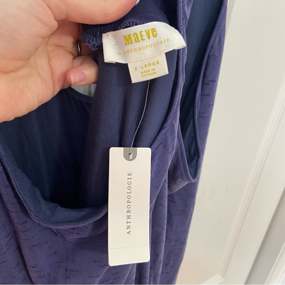 Anthropologie NWT Lace Up Racer Back Purple Long Casual Maxi Dress Size XL - Picture 6 of 8